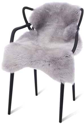 Australian Lammfell Echt Grau 80 x 60 cm, Schaffell Echt Grau, Naturfell | geruchlos, Fell für Stuhl, Lammfell Teppich für das Sofa, Fell, Schaffelle