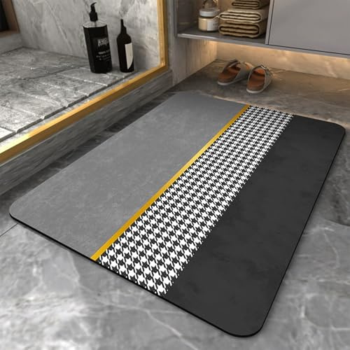 WJPUELUO Alfombra de Diatomeas para Baño-Tapete de Ducha de Secado Rápido,Tapetes,alfombras, felpudos,Ultra Absorbente & Antideslizante,Ideal para Ducha y WC,Fácil de Limpiar,Hogar,P,50 * 80cm