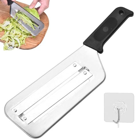 Stainless Steel Shredder Knife, Stainless Steel Dual Blade Julienne Cutter, Cabbage Shredder Kitchen Grater Slicer, Double-Layer Slicer for Sauerkraut Coleslaw Mandoline(Black)