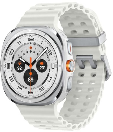 Samsung Galaxy Watch Ultra (2025), AI Smart Watch, Marine Band, Titanium Casing, Cushion Design, Quick Button, 47mm, LTE, Titanium White, 3 Year Extended Warranty (UK Version)