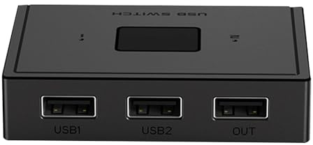 CERRXIAN Selector de conmutación USB 2.0, conmutador bidireccional USB 2 en 1, salida para 2 ordenadores, uso compartido de teclado, ratón, impresora, escáner, selector de conmutador KVM con Mac/Win