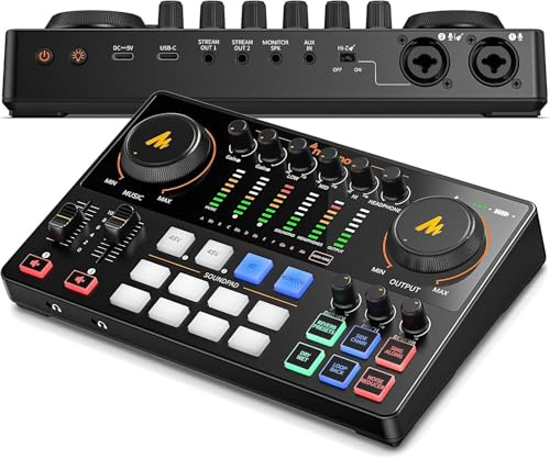 MAONO Paquete de equipo para podcast: Mezclador de interfaz de audio con entrada XLR dual para transmisión de podcasts - MaonoCaster E2 Gen2