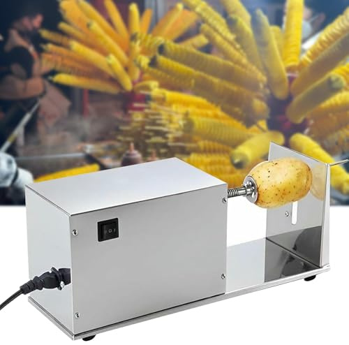 Affettatrice Elettrica A Spirale per Patate, Tagliapatate A Spirale, Inossidabile, Torre Rotante, per Patatine, Spiralizzatore per Verdure, Cetrioli.