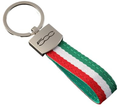 AEIXYA 1 Pièces Porte Clef Voiture, Porte Clef Pour Fiat 500, Accessoires Porte-Clés Fiat Avec Drapeau Italien Tricolore, Logo Coloré(500-Style,B)