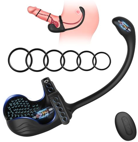 3 en 1 Massager Prostatique, Jouets pour Testicules et Anneau Pénien Vibrant Ajustable, Petite Boule Anale Mâle & Jouet Anal Vibrateur, Jouet Sexuel Point G à Télécommande pour Homme Adulte Couple
