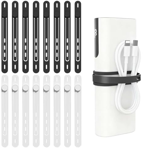 16 Pieces Serre Cable en Silicone Réutilisables, Collier de Serrage Silice, Collier De Serrage, Serre Câbles Silicone, Attaches Torsadées, Attache Cordon Élastique, pour Maison et Voyages