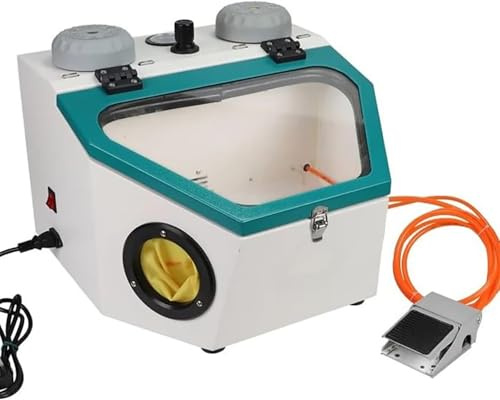 Cabina di sabbiatura, macchina per sabbiatura fine con grande finestra di visualizzazione, luce LED da 8 W, doppie pistole a spruzzo, acciaio robusto per la rimozione della ruggine e la sabbiatura