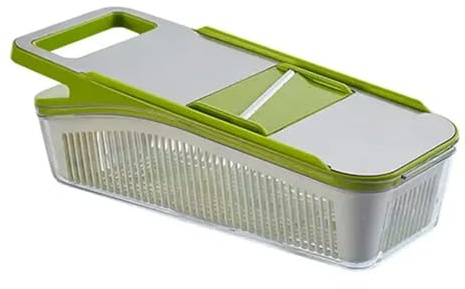 Juego de picador de verduras multifuncional, rebanador de cocina profesional, cortador de rejilla de cubos de patatas y frutas con cesta