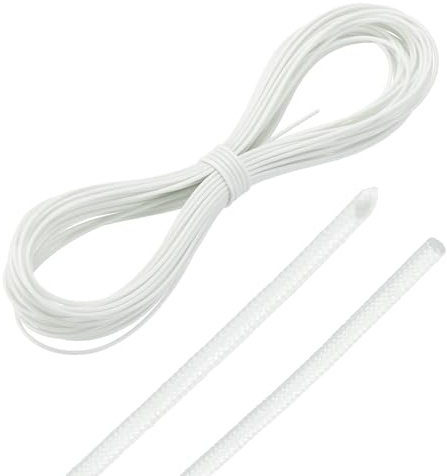 QUARKZMAN 49ft Guaina Intrecciata Per Cavi, 1mm / 1/32 ID 200C Alta Temperatura 1500V Protettore Filo In Fibre Di Vetro Organizzatore Cavi Gestione Fili Per Motore Rigo Carburante