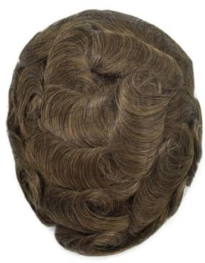 Herren-Toupet Echthaar-Toupet for Männer, unsichtbarer Haaransatz, Spitze, PU-Hautumfang, männlich(5#)