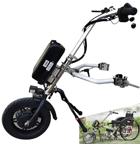 SHENGSHIYU Handbike Elettrica per Sedia a Rotelle,Propulsore per Carrozzina,Autonomia Fino a 65km,avanti/Indietro con Un Pulsante,Asta Regolabile in Altezza,Faro LED Luminoso E Clacson A
