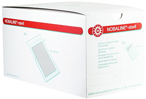 50 x NOBALINE steril Aluminiumbeschichtete Wundkompresse, Größen:10.0 cm x 20.0 cm