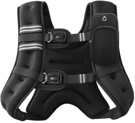 ZELUS Weighted Vest, 6lb/8lb/12lb/16lb/20lb/25lb/30lb Weight Vest with Reflective Stripe for Workout, Strength Training, Running, Fitness, Muscle Building, Weight Loss, Weightlifting, Black(16 lb)