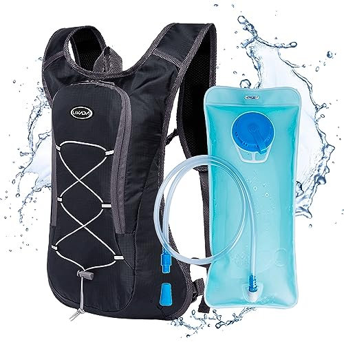 Lixada Trinkrucksack, Wanderrucksack mit 2L Wasserblase, Sportrucksack, Atmungsaktiver Ultraleichter Fahrradrucksack, Laufrucksack für Wandern Klettern, Fahrradfahren, Laufsport, Camping