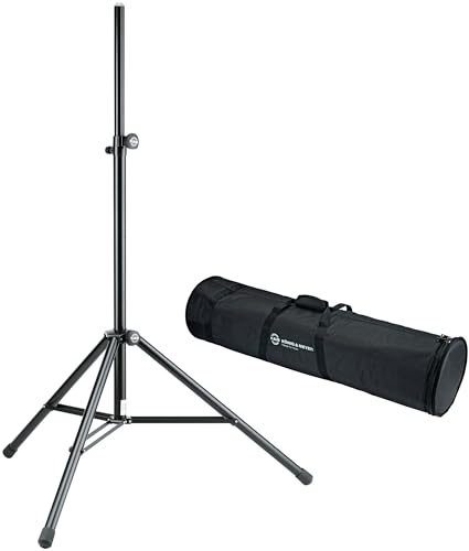 K&M 214/6 Boxenhochständer Set, K&M Boxenstativ, Für schwere Boxen geeignet | GS-geprüft bis 50 kg zentrische Belastung, Leichte Aluminiumkonstruktion, Verbindungselemente aus Metall, Gewicht: 3, 9 kg
