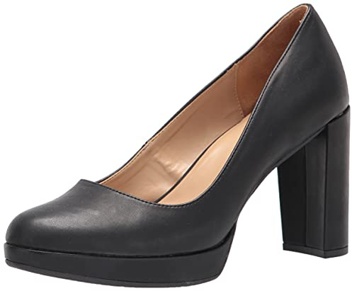 Naturalizer Womens Berlin Chunky High Heel Platform Pump,Black Smooth,9 Wide