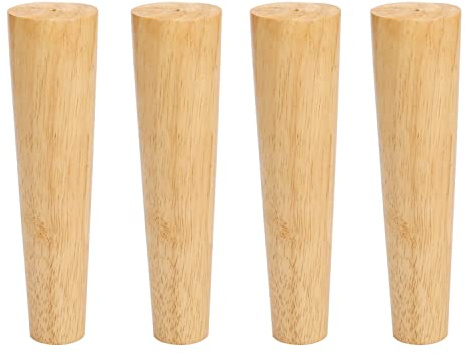 Qrity 4 PCS Wooden Furniture Legs, Straight Replacement Sofa Feet with Non-slip Mat, Screws & Mounting Plate, 25CM