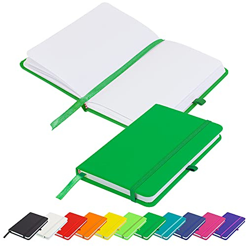 Blanco Basic A6 Notizbuch, unliniert, blanko, Notizbuch, mit Stiftschlaufe, Gummiband, Schleifenmarkierer und Stiftschlaufe, Notizblock, Notizbuch, Notizen, Tagebuch, Block (dunkelgrün)