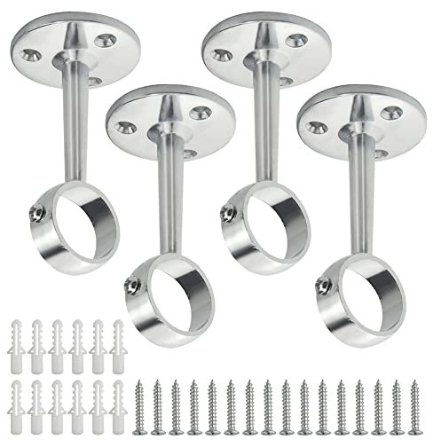 WMYCONGCONG 4 Stück Halterung für Duschvorhang und Kleiderstange Decke montierte Vorhangstange Halterung 25 mm Durchmesser Dusche Vorhang Flansch Pole Ende Stützen