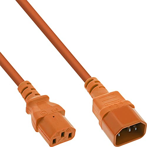 InLine® Kaltgeräteverlängerung, C13 auf C14, orange, 0,5m, 16505O