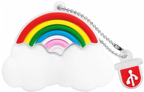 BorlterClamp Cute USB Flash Drive 64GB Cartoon Rainbow Cloud Shaped Memory Stick Novelty USB Drive Pendrive