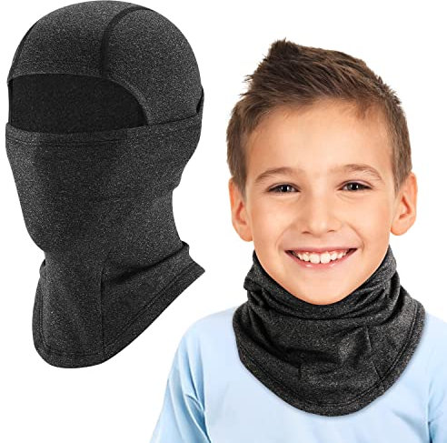 HEGCOIIE Kinder Sturmhaube Winter Winddicht Thermo Balaclava Gesichtsmaske Skimaske Sturmmaske für Jungen Mädchen Outdoor Sports Radfahren, Skifahren, Fahrrad (Dunkelgrau)