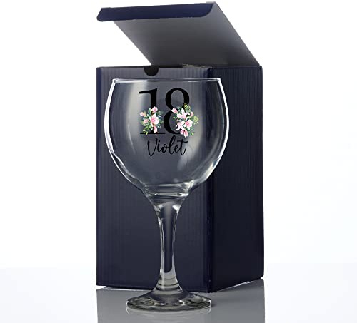 ukgiftstoreonline Personalised 18th Birthday Floral Cocktail Gin Glass Gift for Her