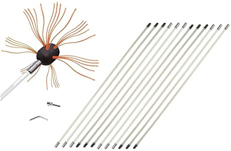 Kit De Ramonage De Cheminée, Kit De Nettoyage De Cheminée Avec Tiges De Cheminée Flexibles 6/8/10/12, Brosse De Cheminée, Outil De Nettoyage De Cheminée, Système De Nettoyage Kit Brosse de Cheminée (