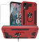 MIBZOR Case Compatible with Nokia C12 / Plus / Pro (6.3 inches), Mobile Phone Case with Protective Glass, Protective Case with 360 Degree Ring Stand, Shockproof PC + TPU Case, Red