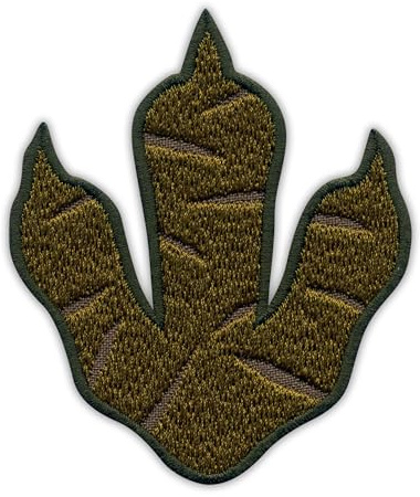 Patchion Dinosaurier-Fußabdruck T-REX Aufnäher, Grüne Stickerei, 1 Stück, Mittel, Realistisch, Embroidered Patch