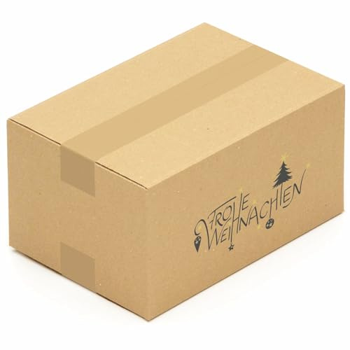 KK Verpackungen® Versandkartons mit Weihnachtsmotiv | 10 Stück, 300 x 200 x 150 mm Postkartons mit Frohe Weihnachten Motiv | Idealer Karton für den Paketversand von Weihnachtsgeschenken