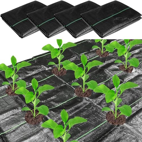 Unkrautvlies mit Löchern zur Unkrautbekämpfung, Landschaftsgewebe mit Pflanzlöchern, 1 x 2 m, 4 Stück