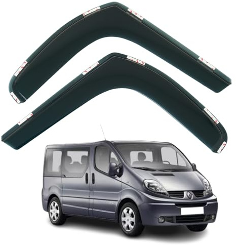 AirFlux: Set mit 2 Windabweisern, kompatibel mit Renault Trafic, passend für Nissan Primastar, Opel Vivaro A 2003-2014, klassisch, dunkles Rauchgrau getönt, selbstklebend, für Vans