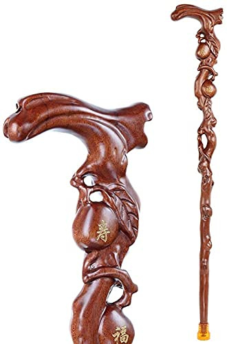 GeRRiT Bâton de Marche en Bois Massif, béquilles Portables Robustes pour Personnes âgées, bâton en Bois de séquoia, Marcheur antidérapant, Cadeau d'anniversaire pour Personnes âgées