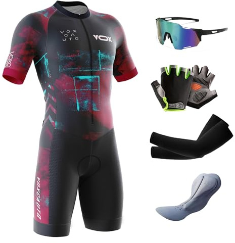 Combinaison de Cyclisme pour Homme -Triathlon Tri Costume - Combinaison de Triathlon à Manches Courtes pour entraînement à vélo, Course à Pied,Natation (Typ-7,XL)