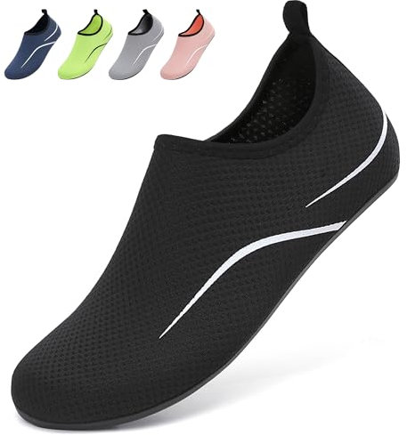 BARFULKER Scarpe da Sport Acquatici Scarpette Scoglio - Uomo Donna Scarpe da Scoglio Scarpe da Piscina Spiaggia Scarpe Acquatiche Water Shoes per Nuoto Surf Vela, Nero, 39 EU