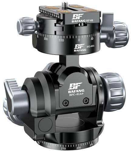 BF BAFANG Getriebeneiger Stativkopf, Getriebeneiger, 360°Drehbar Getriebeneiger mit Schnellwechselplatte für DSLR, Camcorder, Stativ, Einbeinstativ, Belastung