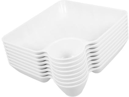 Hoement 8stücke Teiliges Wiederverwendbares Snack-servierteller Dip-fächern Rechteckige Pommes Teigtaschenteller Mit Sauceabteilungen Für Partys Und Familien Weiß