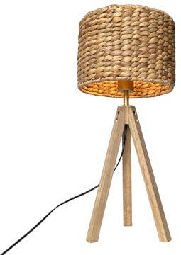 meineWunschleuchte Lampe de table à trois pieds avec panier et abat-jour en jacinthe d'eau, 57 cm