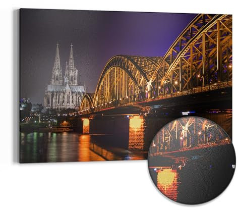 DEQORI Metall Magnettafel | 90x60 cm cm groß | Motiv Kölner Nachtglanz | Whiteboard für alle Magnete | Magnetboard Wand-Tafel für Küche & Büro | Design Magnetwand Pinnwand magnetisch