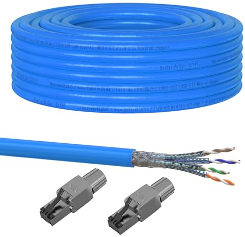 10m Cat 8 Verlegekabel + 2x RJ45 Stecker Werkzeuglos CAT8 Kabel Installationskabel Lan CAT8.1 Ethernet Netzwerk 2000MHz Datenkabel AWG22/1 Netzwerkkabel bis zu 40 Gbit/s Übertragungsgeschwindigkeit