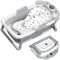 ITMNMNL Bañera Plegable Bebé,Bañera Bebe,Bañera Bebe Plegable con Termómetro Integrado,con Cojin Bañera Bebe,Bañeras para Bebes,Baby Bath Regalo de Nacimiento Ideal Para Niñas o Niños