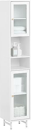 Hochschrank mit Glastüren, 30 x 30 x 171 cm, modernes Design für Zuhause oder Büro