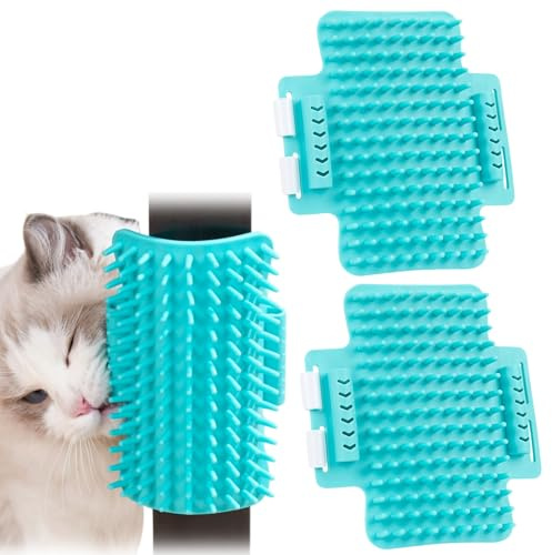 Massageecke für Katzen,2 Stück Weicher Katzen Bürste, Self Groomer für Katzens,Katze Liebt Eckbürste, Massage Ecke Katze Bürste,Katzenbürste Wand Ecke,Zum Massagen Kitzeln Fell Entfernen