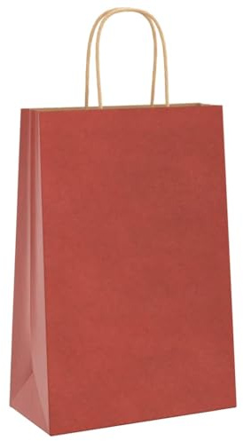 vidaXL Papiertragetaschen 250 Stk., Papiertüten mit Henkeln, Kraftpapiertüten, Geschenktüten für Einkaufen Hochzeiten Verpackungen Partys Geburtstag Weihnachten, Rot 21x11x31cm