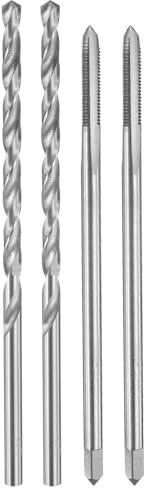 sourcing map Tap and Drill Bit Set, 2pcs M5 x 0.8 Metric Straight Flute Thread Screw Taps 120mm Extra Long & 2pcs 5mm Twist Drill Bits 132mm Extra Long, HSS-6542 Tapping Threading Tool