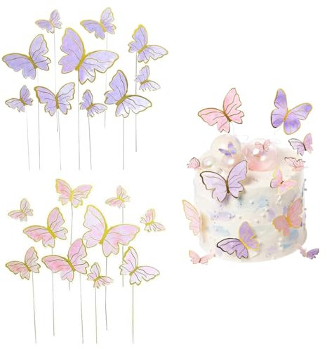 VPOUERY 60 Pezzi Farfalla Decorazioni Torte 3D Farfalla Decorazioni Torte Cake Toppers Farfalle Decorazioni Torta Compleanno per Matrimonio Festa Anniversario Celebrazione