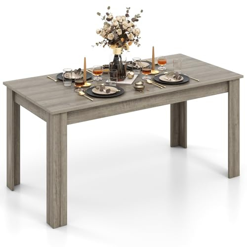 LIFEZEAL Esstisch 160 x 80 x 77cm, Küchentisch für 6-8 Personen, Größer Esszimmertisch Dining Table, Konferenztisch Bistrotisch mit 150 kg Traglast, Einfach zu Montieren (Grau-Natur)