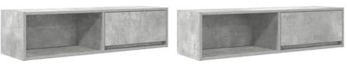 vidaXL TV-Schränke 2 STK. Betongrau 100x31x25,5 cm Holzwerkstoff, Fernsehschrank, Lowboard, Medienschrank, Fernsehtisch, HiFi-Schrank, TV-Konsole