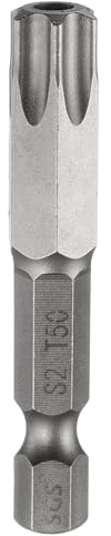 sourcing map TT50 Embout de tournevis à tête Torx de sécurité 50 mm de long avec tige hexagonale magnétique inviolable 6 points en étoile S2 Pointe en acier pour outils électriques industriels